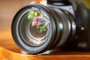 camera met gebroken lens