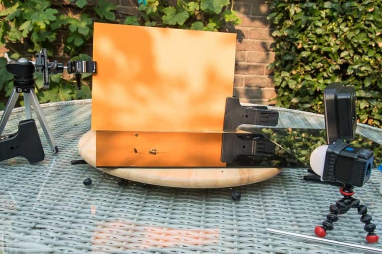 set-up voor macrofotografie in de tuin