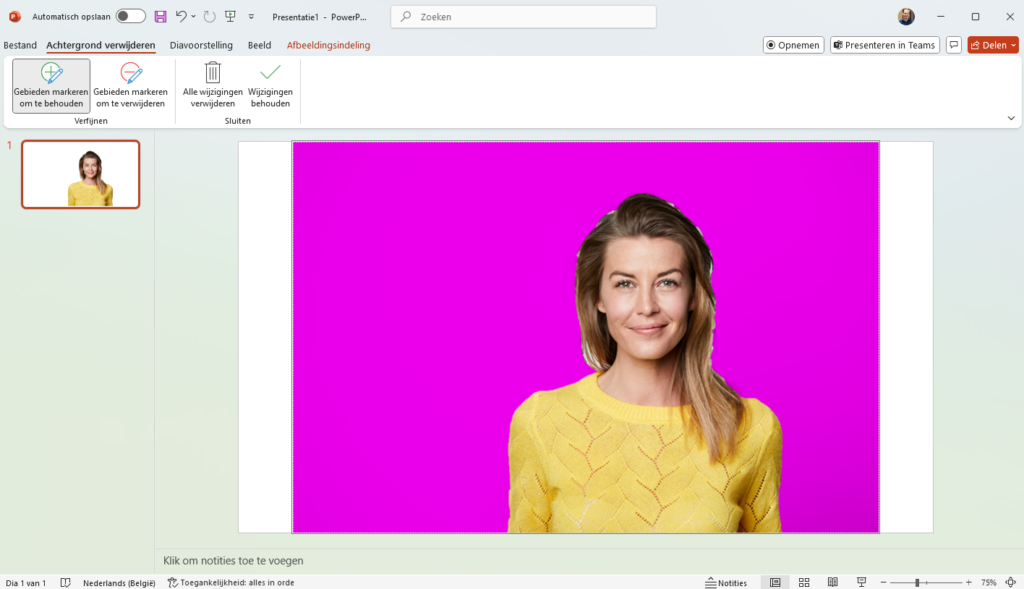 Achtergrond verwijderen in PowerPoint
