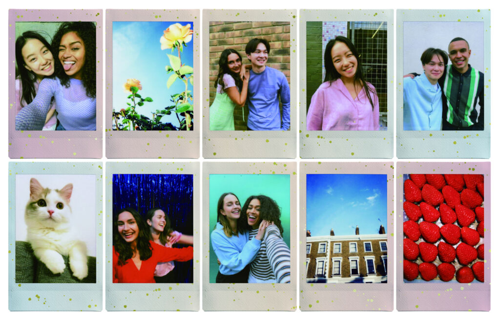 Instax mini Soft Glitter-film voorbeeldfoto's