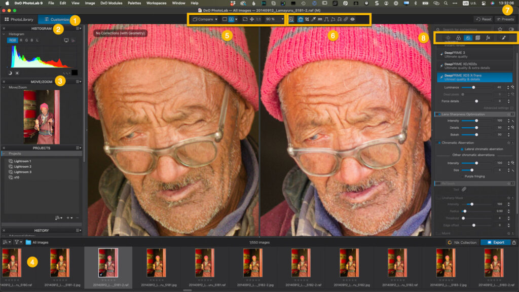 dxo Customize interface