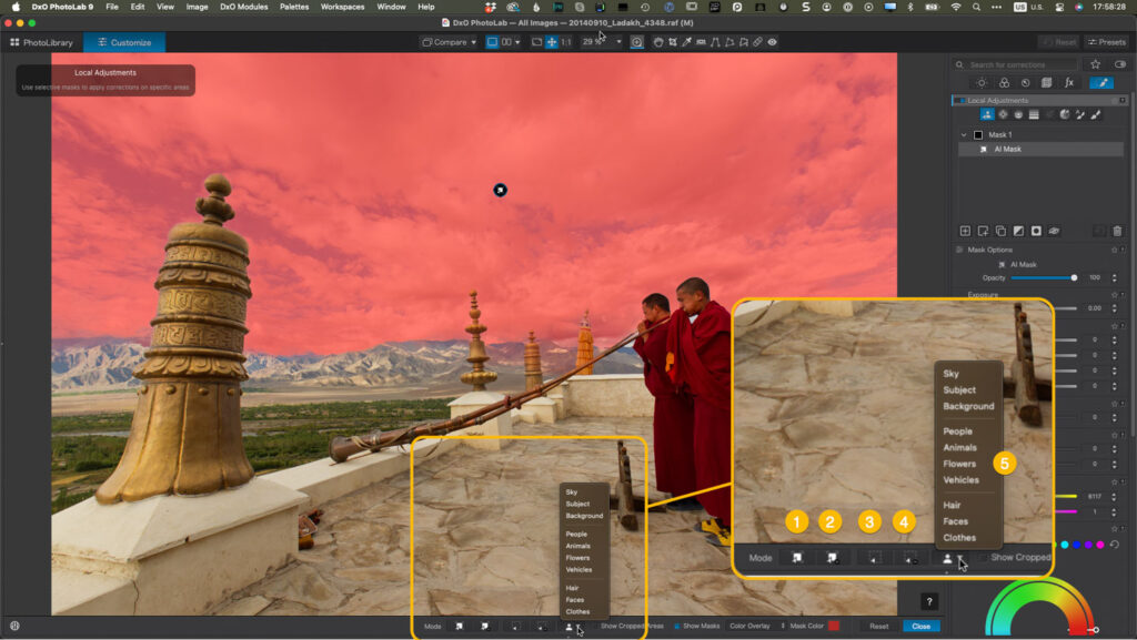 AI selectie lucht DxO PhotoLab 9