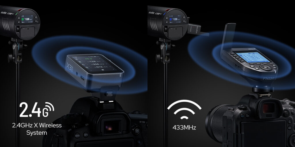 De Godox AD100Pro II werkt met een draadloos 2,4 GHz systeem