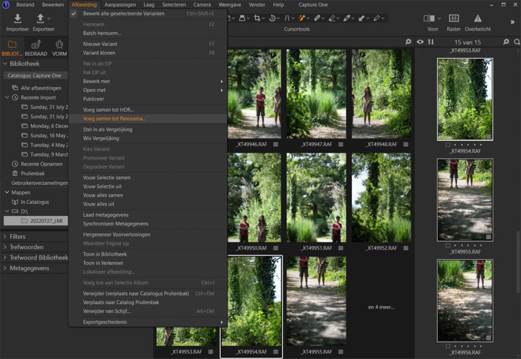 Brenizer panorama Capture One Pro panoramafunctie dng-bestand