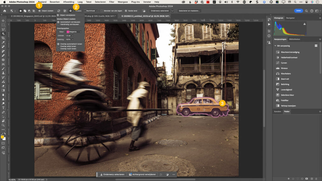 De functie Object zoeken van de AI-objectselectie in Photoshop licht herkende objecten op