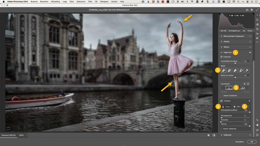 Het Lens Blur gereedschap in Camera Raw biedt meer controle over AI-scherptediepte dan het Neural filter