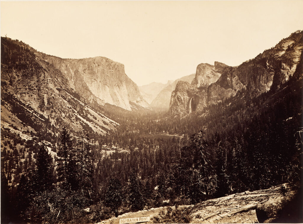 Yosemite Valley door Carleton Watkins uit 1879, landschapsfotografie in de geschiedenis van de fotografie
