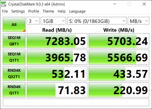 resultaten Samsung 990 SSD CrystalDiskMark 9