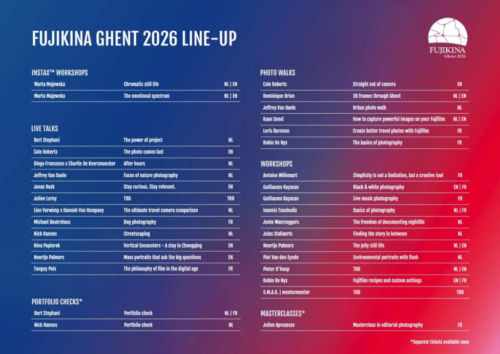 programma FUJIKINA GHENT 2026
