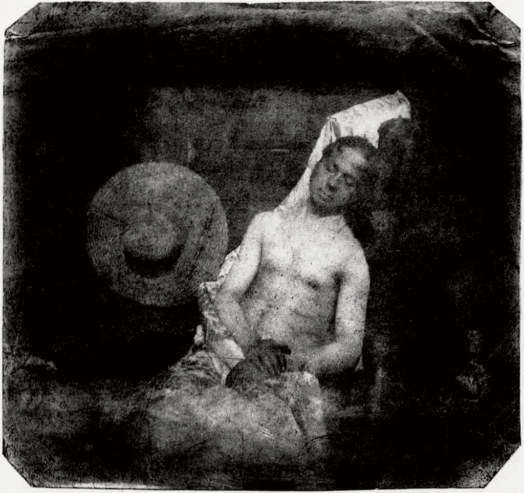 zelfportret van Hippolyte Bayard als verdronken man, eerste ensceneringen in de geschiedenis van de fotografie