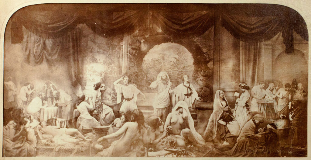 two ways of life van Oscar Rejlander uit 1857, montage van 30 negatieven in de geschiedenis van de fotografie