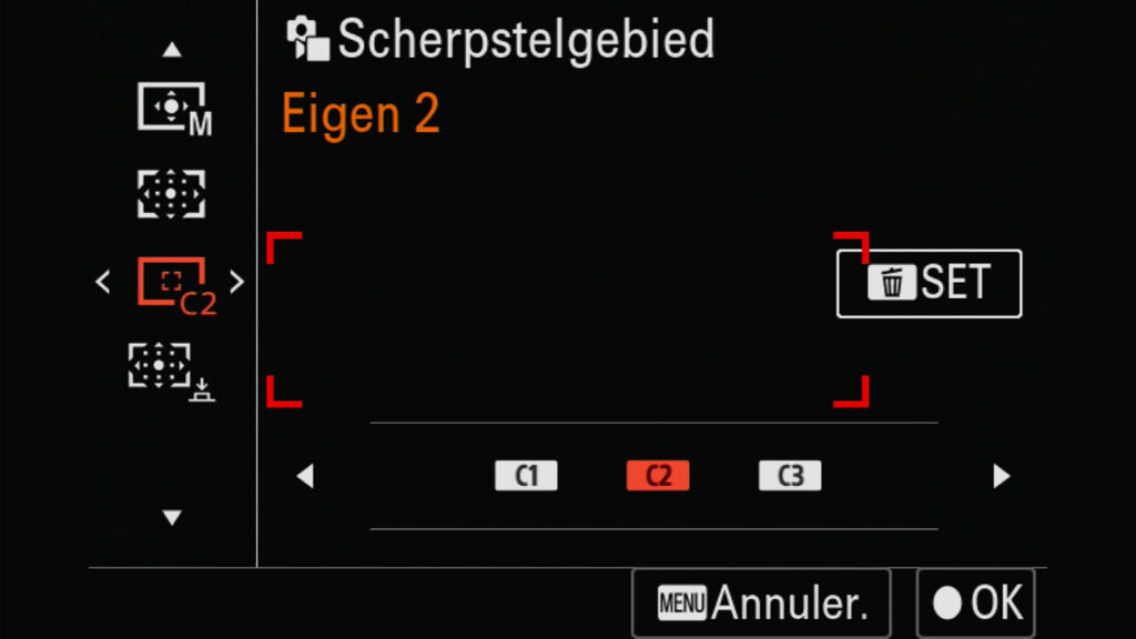 Sony A7R VI scherpstelgebied aanpassen eigen AF-gebied