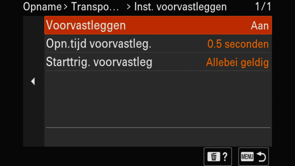 Sony A7R VI pre-capture voorvastleggen instellingen buffer