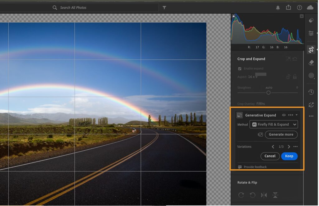 Generative Expand Lightroom adobe