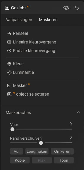 Maskers in Luminar Neo: penseel, verlopen, kleurbereik en AI-objectselectie in het maskerpaneel