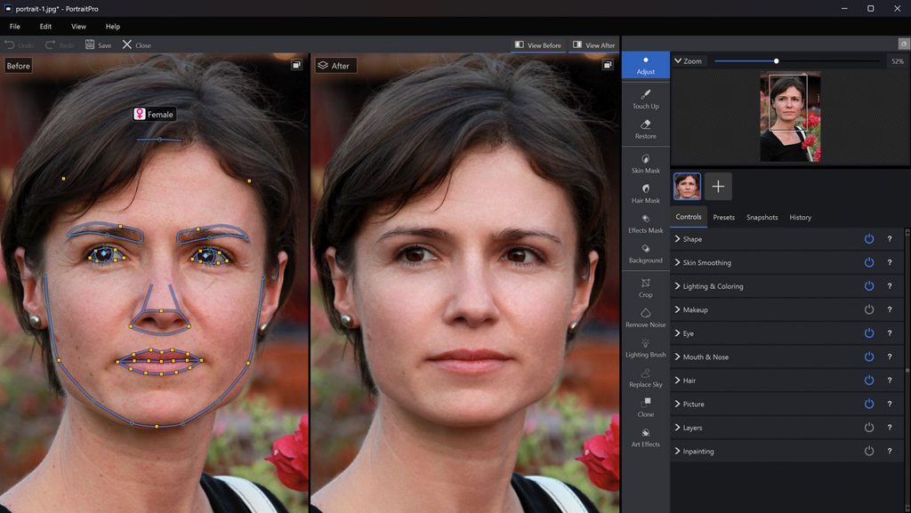 nieuwe interface gezicht selecteren PortraitPro 27